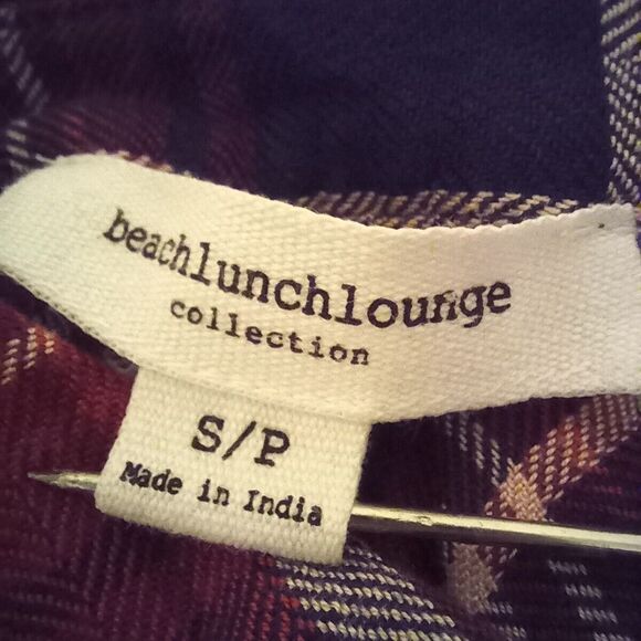 Beach Lunch Lounge Madison Plaid Button Up Shirt-Small-Stud Details-Pocket - Picture 7 of 8